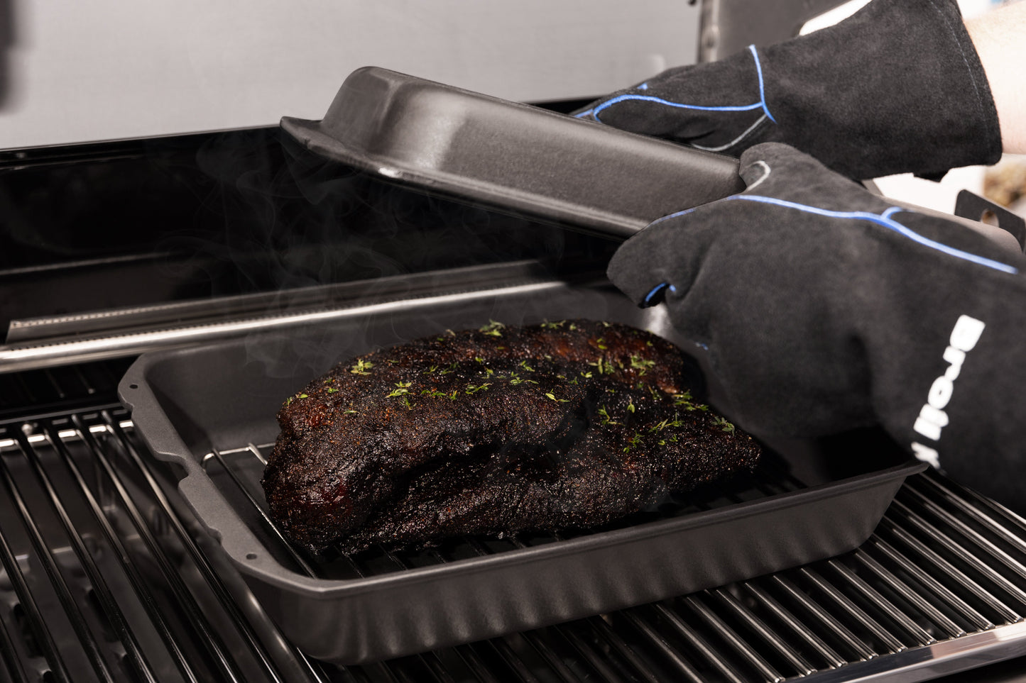 Grillhansker i kraftig lær